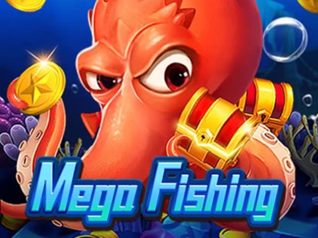 Mega Fishing fish shooting game artwork by JILI, showing a giant red octopus
